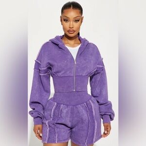 Washed Cropped Fleece Hoodie✨